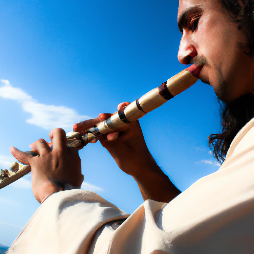 Person playing flute with passion